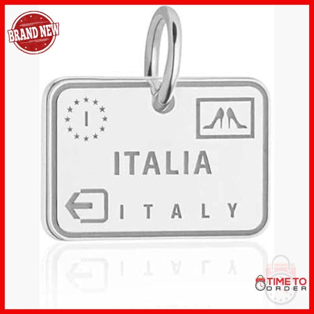 Sterling Silver Italy Travel Charm for Bracelet or Necklace 12x17mm